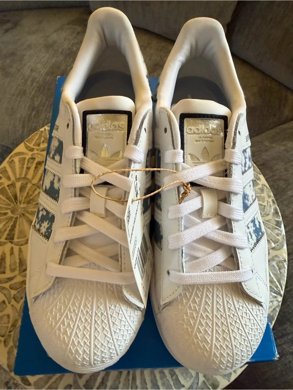 adidas Superstar Bold Dreamy Floral W White/Blue platform sneaker